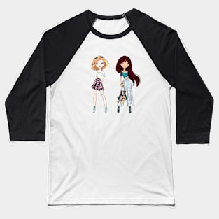 Set of girls in summer clothes Baseball T-Shirt